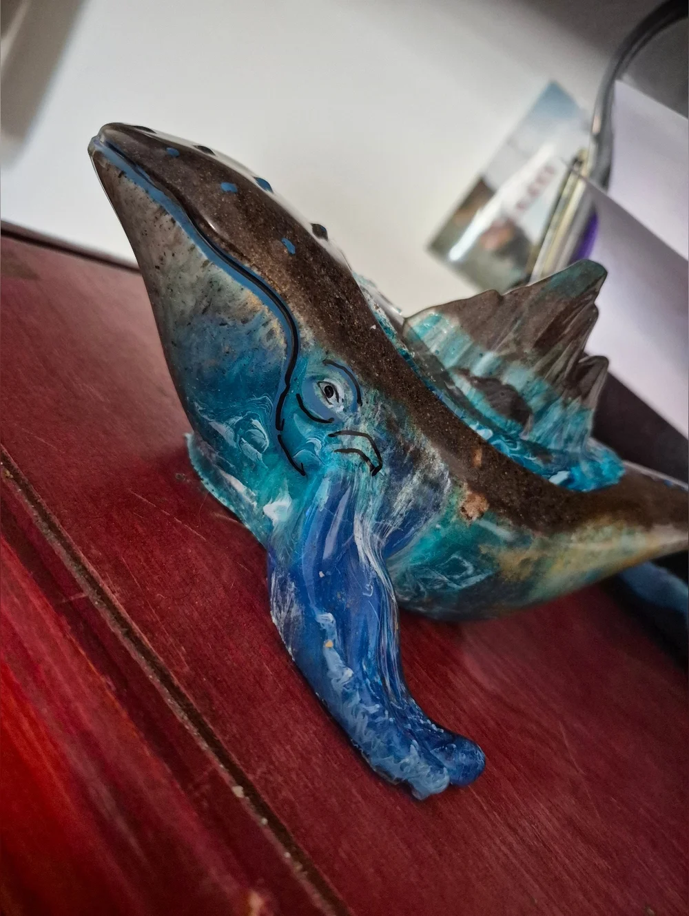 Blue RESIN Humpback whale Box - Decorative Ocean Accent